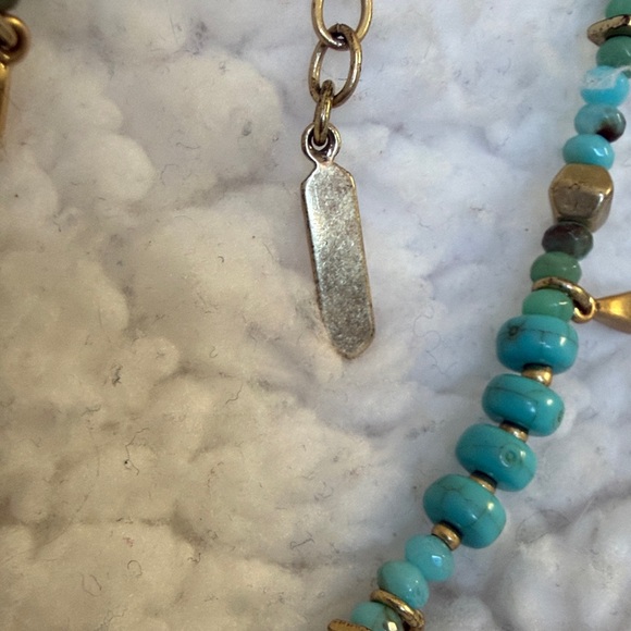 Stella & Dot Turquoise and Gold Beaded Necklace - Picture 4 of 13